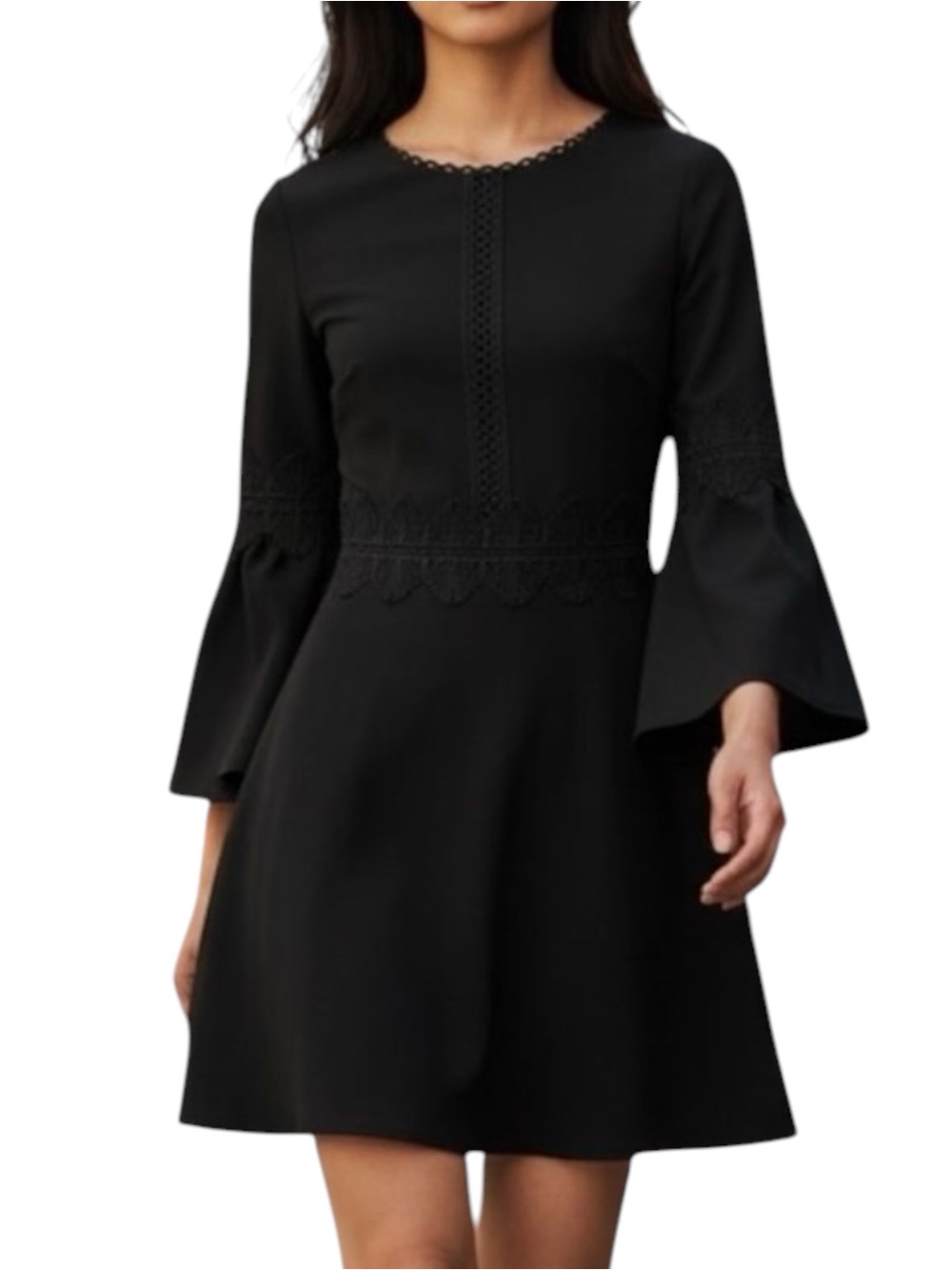 Banana Republic Black Lace Bell Sleeves Dress NWOT Size 2 Feminine CottageCore